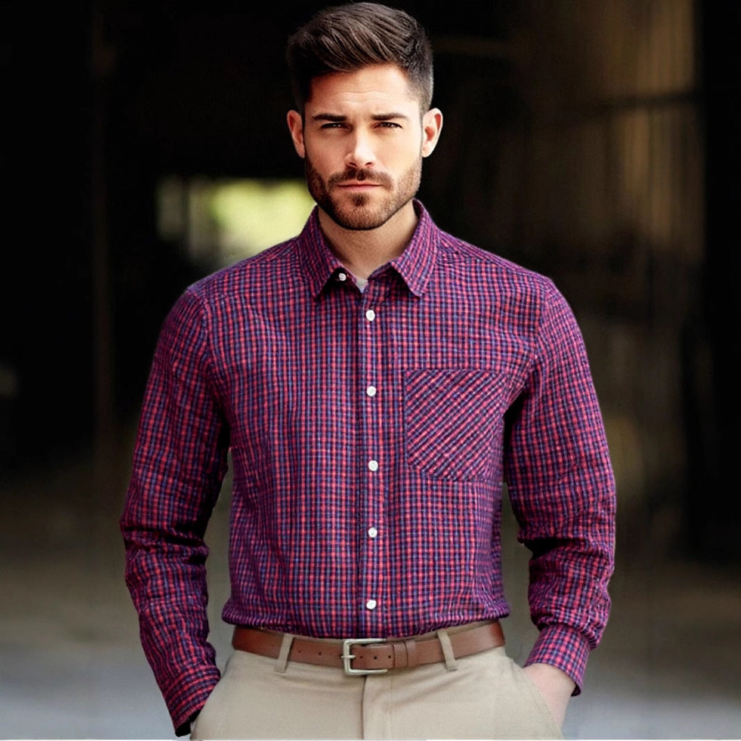Herren Langarmhemd Karomuster Elegantes Hemd