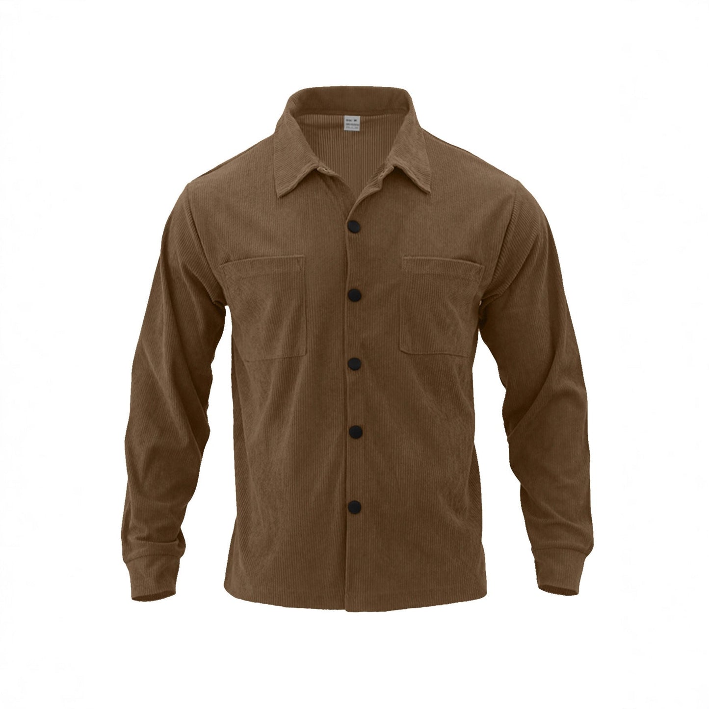 Herren Langarmhemd Cordmuster Brusttaschen Modern