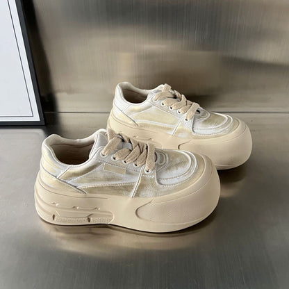 Damen Sneaker PlateauSchuhe Hoch mit Mesh Oberfläche