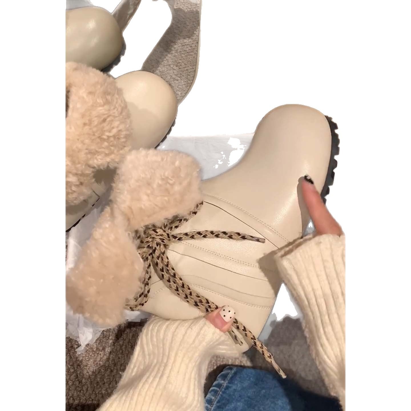 Damen Winterstiefel Warm Kuschelig Schnürboots Modern