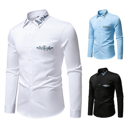 Herren Hemd Elegant Bestickt Berlin Style
