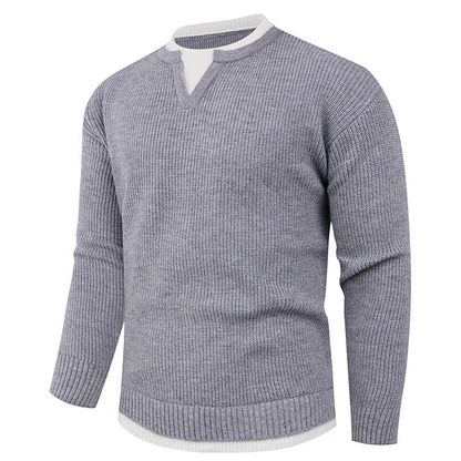 Herren Strickpullover V-Ausschnitt Feinripp Modern