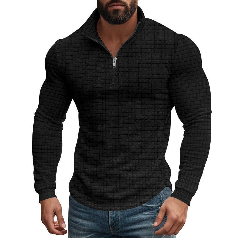 Herren Pullover Strukturiert Halbzipper Modern - BerlinGlamour