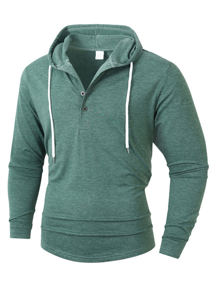 Herren Kapuzenshirt Atmungsaktiv Mit Knopfverschluss Modern