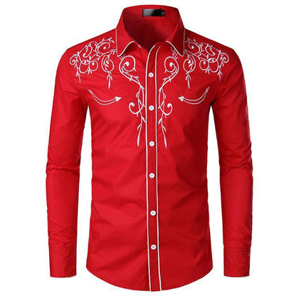 Herren Langarmhemd Stilvolles Stickmuster Elegant