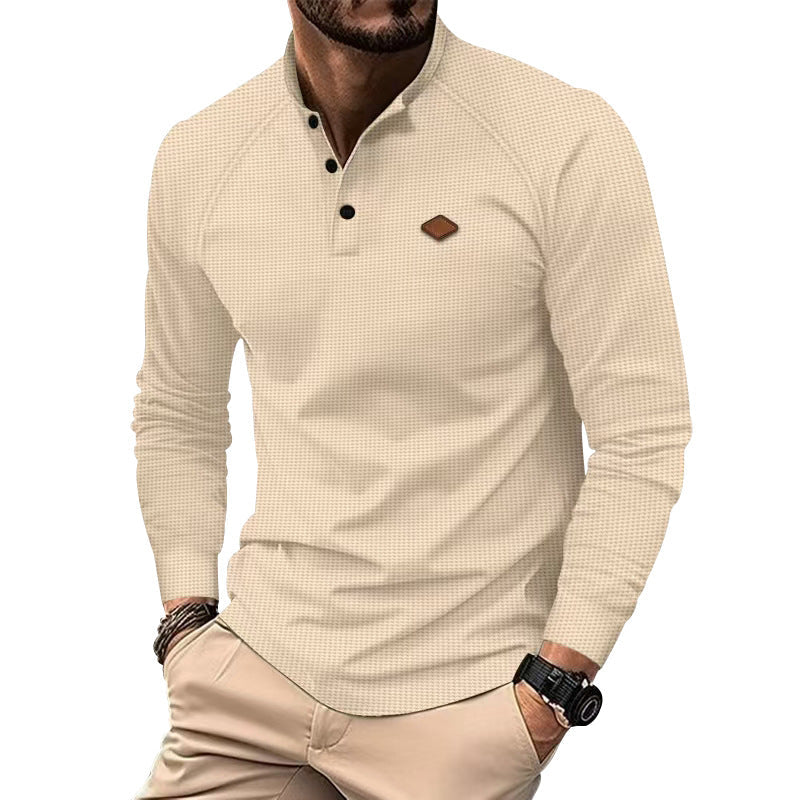 Herren Langarmshirt Weich Baumwolle Modern Knöpfe