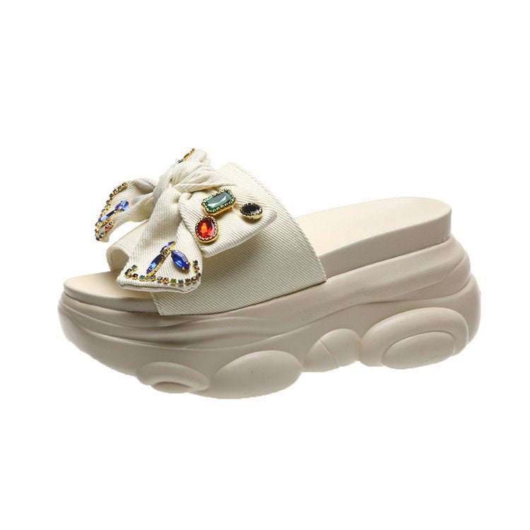 Damen Plattform-Pantoletten Hoher Absatz Glitzer Strass