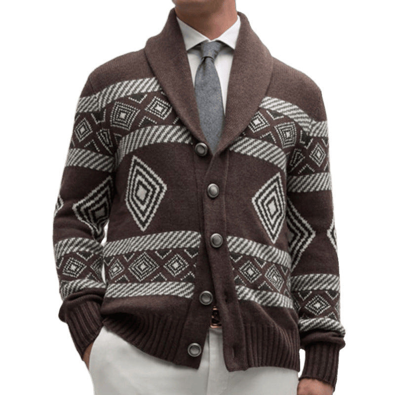 Herren Strickjacke Modern Grafik Muster Klassisch