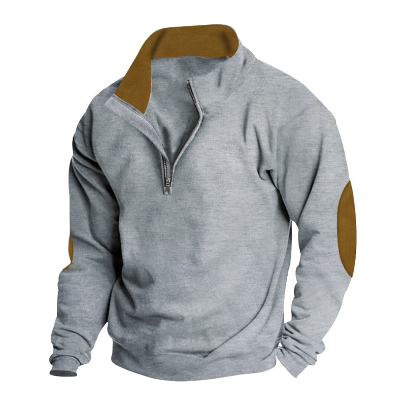 Herren Sweatshirt Stehkragen Leder Verzierungen Modern