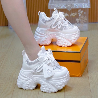 Damen Sneaker Chunky Glitzer Schuhe Modisch Komfortabel