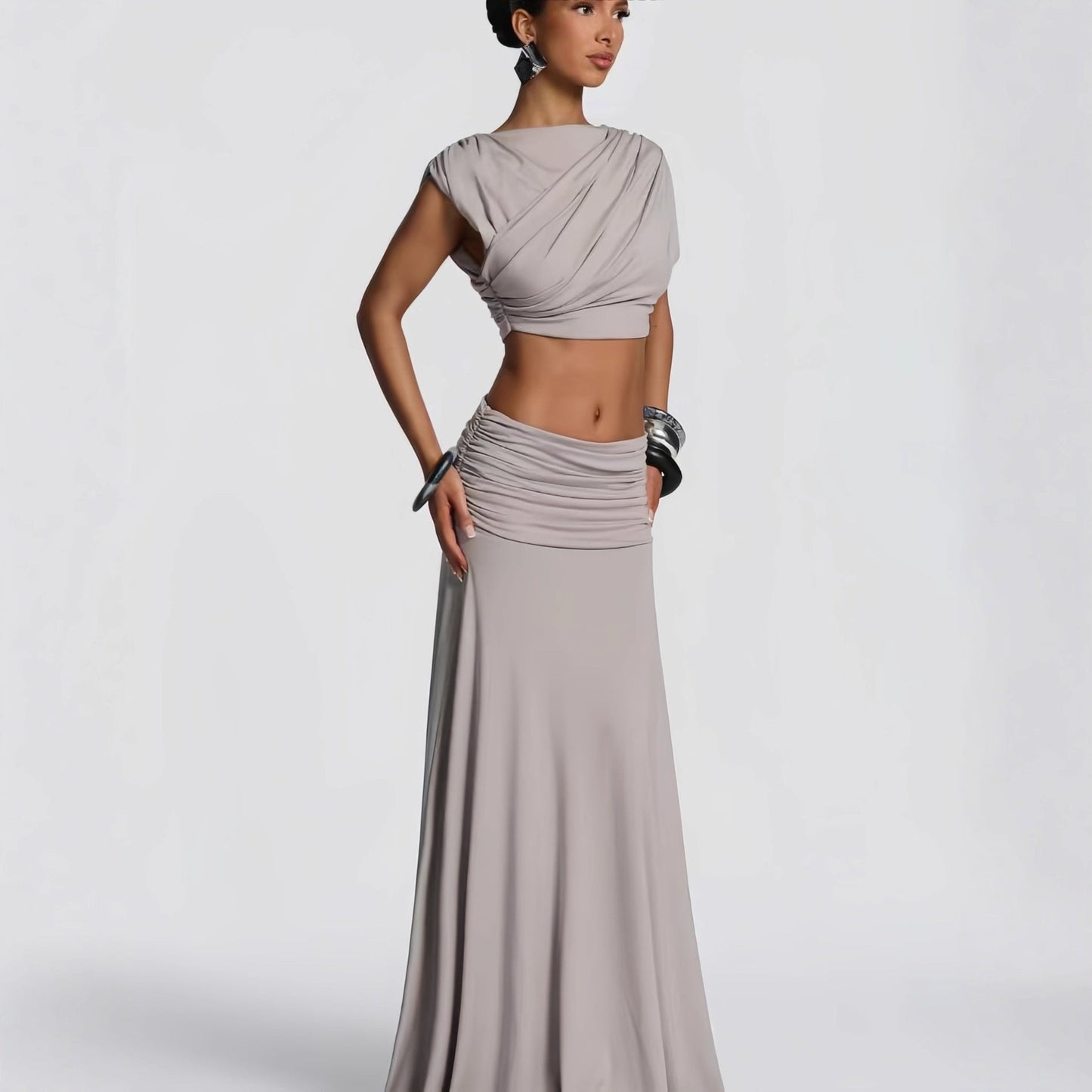 Elegantes Damen Wickelkleid Fließend Raffiniert Schwarz - BerlinGlamour