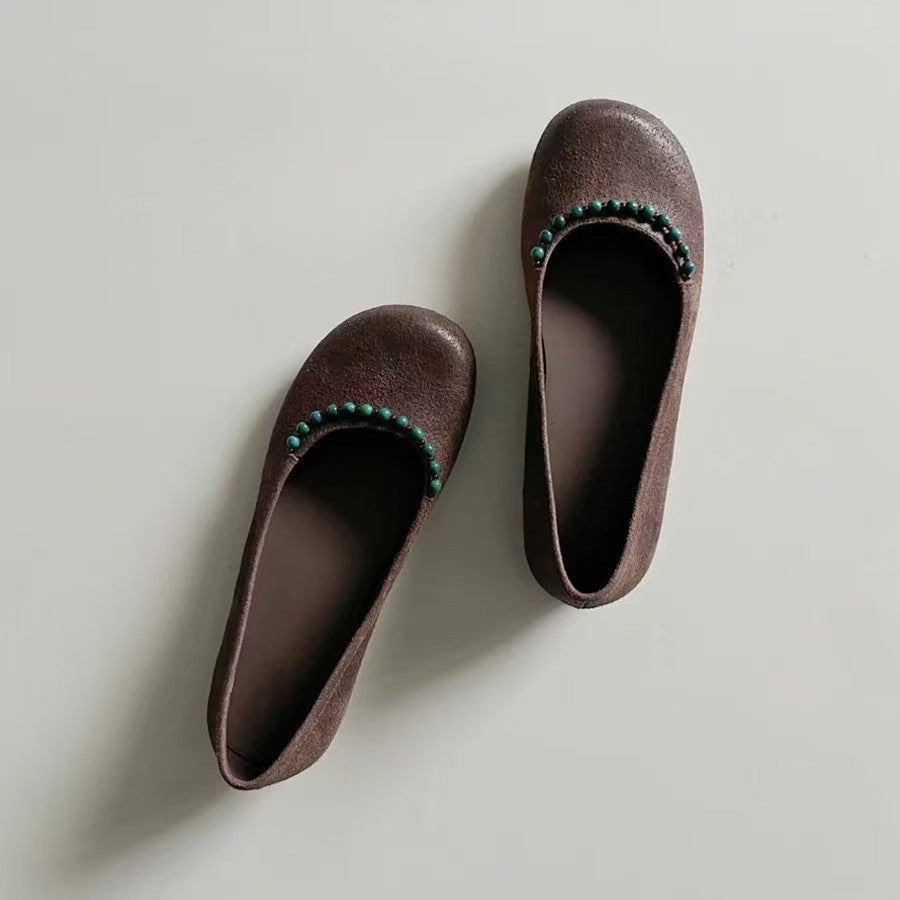 Damen Ballerinas mit Pom-Pom Detail Moderne Frauen Schuhe