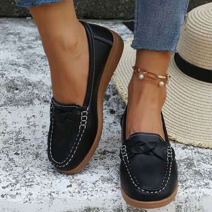 Damen Mokassinschuh Flechtendesign Elegantes Schuhwerk