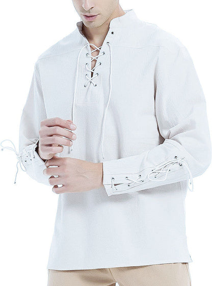 Herren Langarmshirt Modern Schnürdesign Lässig