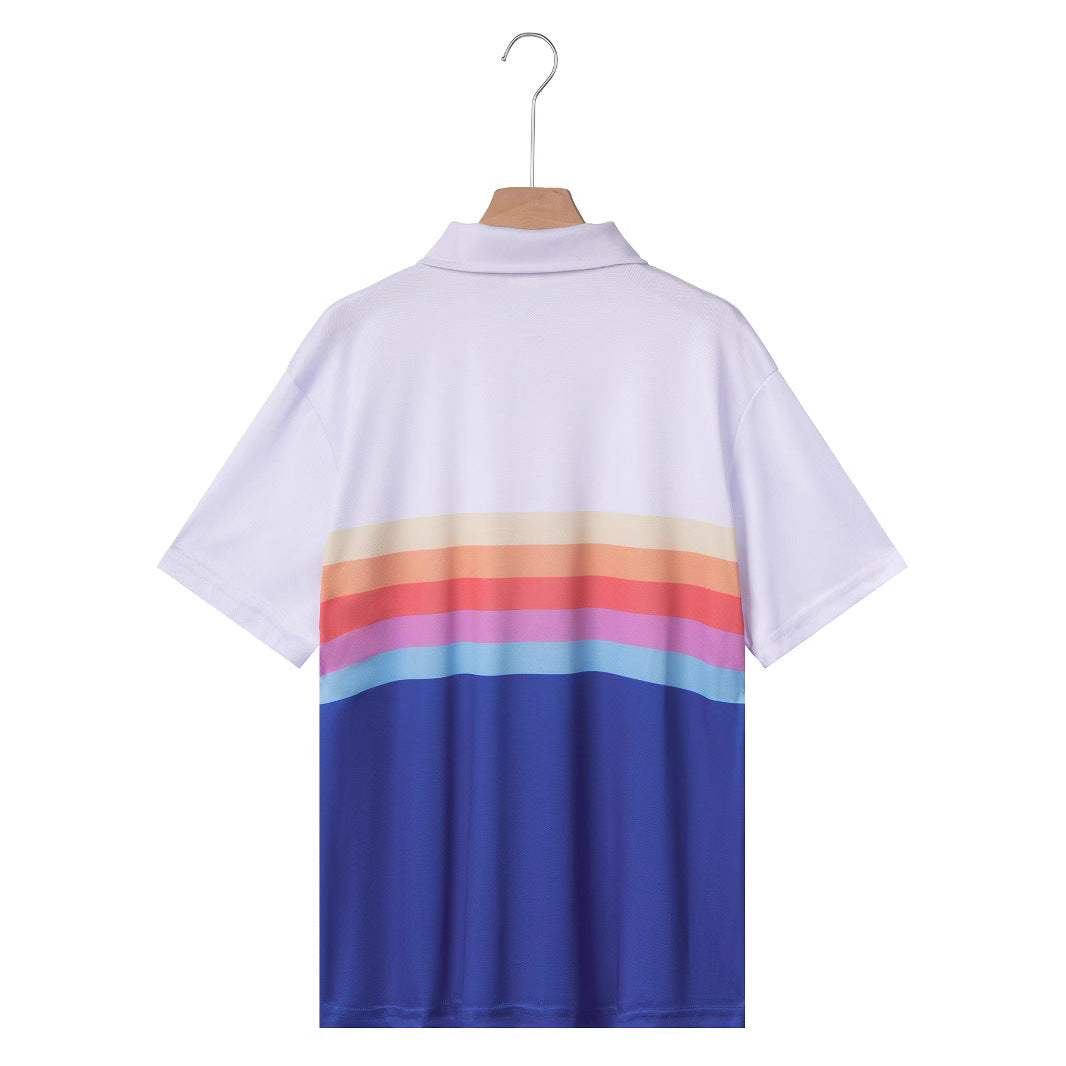 Herren Poloshirt Bunt Streifenmuster Modern