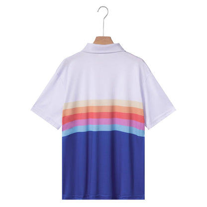 Herren Poloshirt Bunt Streifenmuster Modern