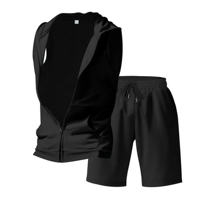 Herren Sportset Hoodie Shorts Funktionsshirt