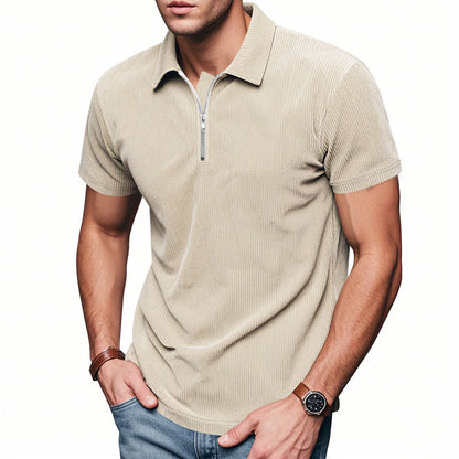 Herren Poloshirt Kurzarm Sportlich Reißverschluss