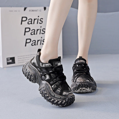 Damen Sneaker Chunky atmungsaktiv rutschfest Schwarz