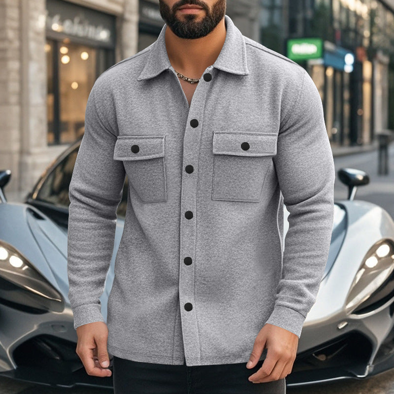 Herren Flanelljacke Modern mit Taschen Schwarz - BerlinGlamour