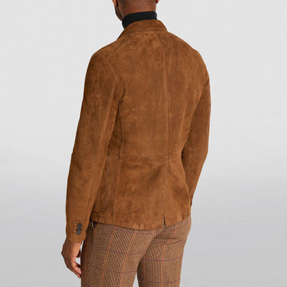 Herren Blazer Wildleder Modern Schmal