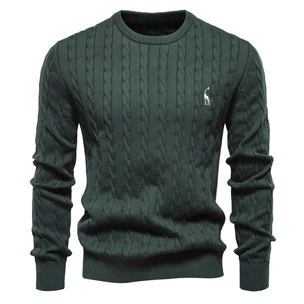 Herren Strickpullover Zopfmuster Rundhals Modern