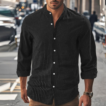 Herren Langarmhemd Stehkragen Fein Gestrickt Elegant