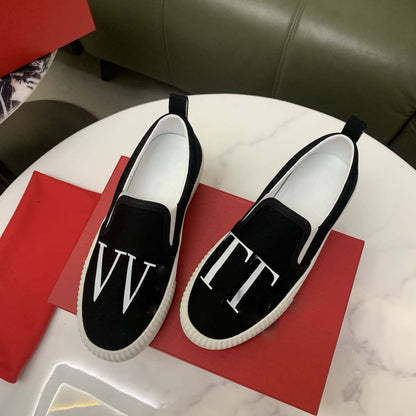 Damen Sneaker Slip-On Weite Passform Logo-Design Schwarz