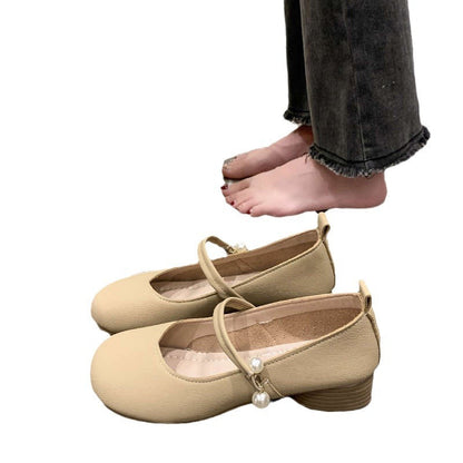 Damen Ballerina Schuhe Elegante Perlen Details