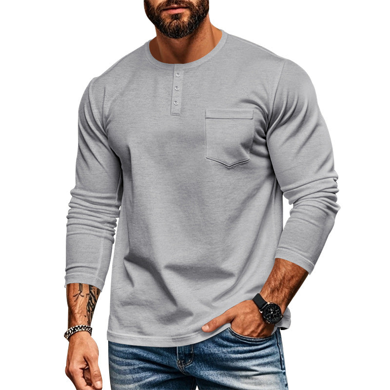 Herren Langarmshirt mit Brusttasche und Struktur Optik Berlin