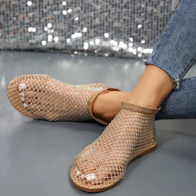 Glitzernde Damen Sandalen mit Strasssteinen Offene Zehen