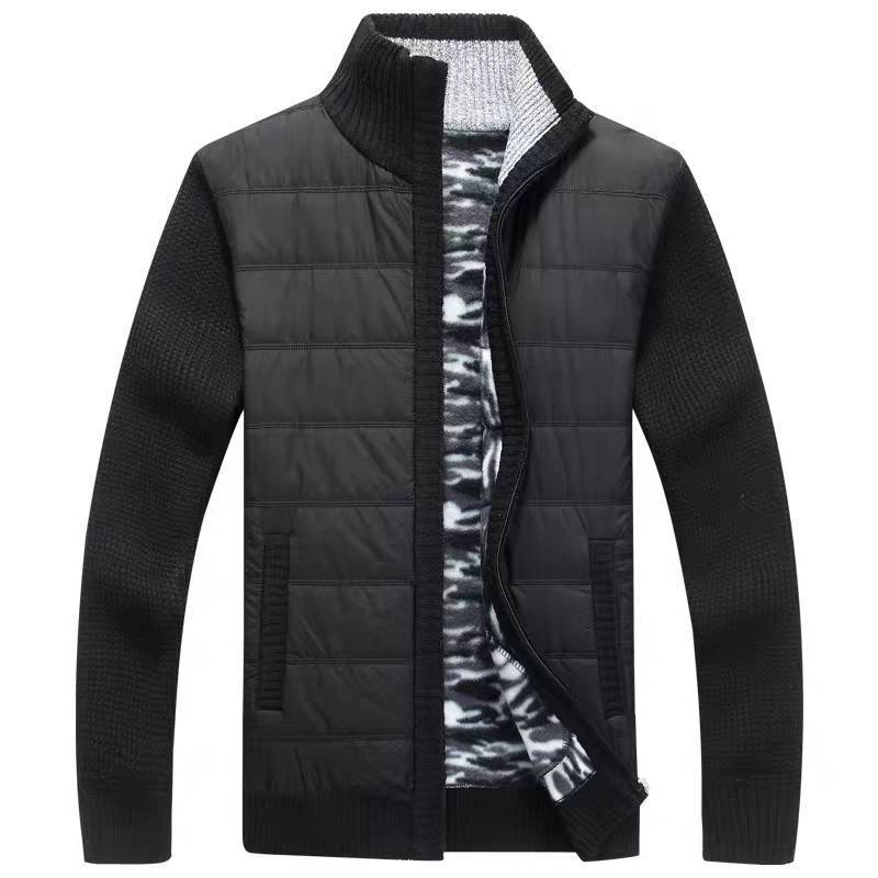 Herren Steppjacke Modern Strick Ärmel Warm