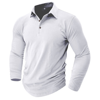 Herren Poloshirt Langarm Elegant Hochwertig Baumwolle