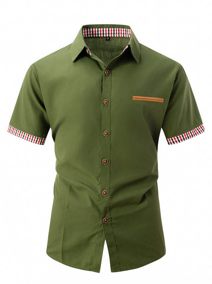 Herren Freizeithemd Kurzarm Modern Mit Kontrastdetails