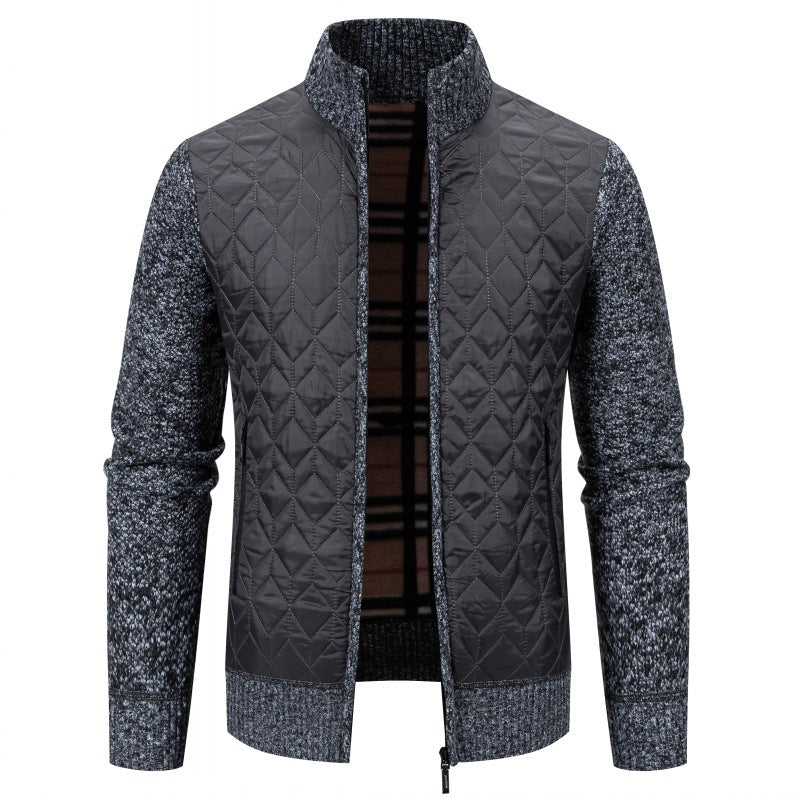Herren Steppjacke Elegante Strickoptik Hochkragen Modisch