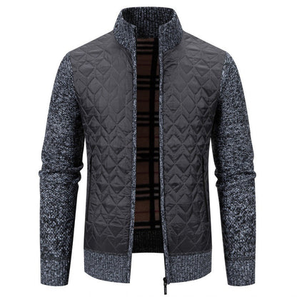 Herren Steppjacke Elegante Strickoptik Hochkragen Modisch