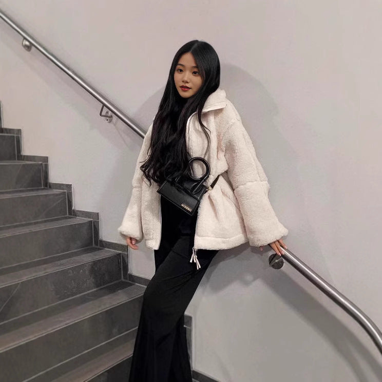 Damen Fleecejacke Warm mit Taschen und Hochkragen