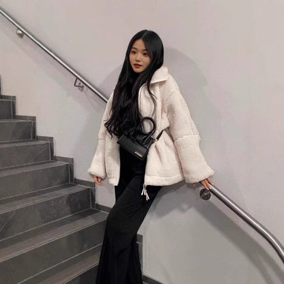 Damen Fleecejacke Warm mit Taschen und Hochkragen