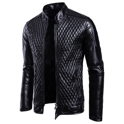 Lederjacke Herren Stylisch Gesteppt Schwarz