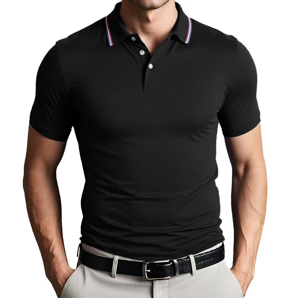 Herren Poloshirt Kragen Kontrastfarbe Modern Slimfit
