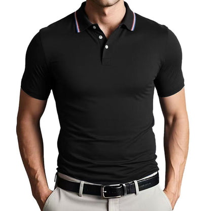 Herren Poloshirt Kragen Kontrastfarbe Modern Slimfit