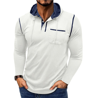Herren Kapuzenpullover Modern mit Knopfleiste und Brusttasche