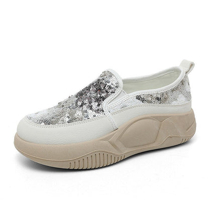 Damen Sneaker Slip-On Glitzernde Blumen bequem - BerlinGlamour