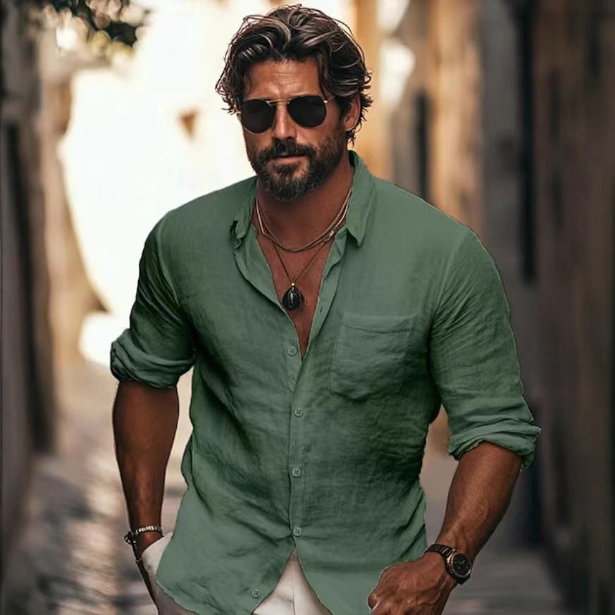 Herren Leinenhemden Lässig mit Brusttasche und Relaxed Fit - BerlinGlamour