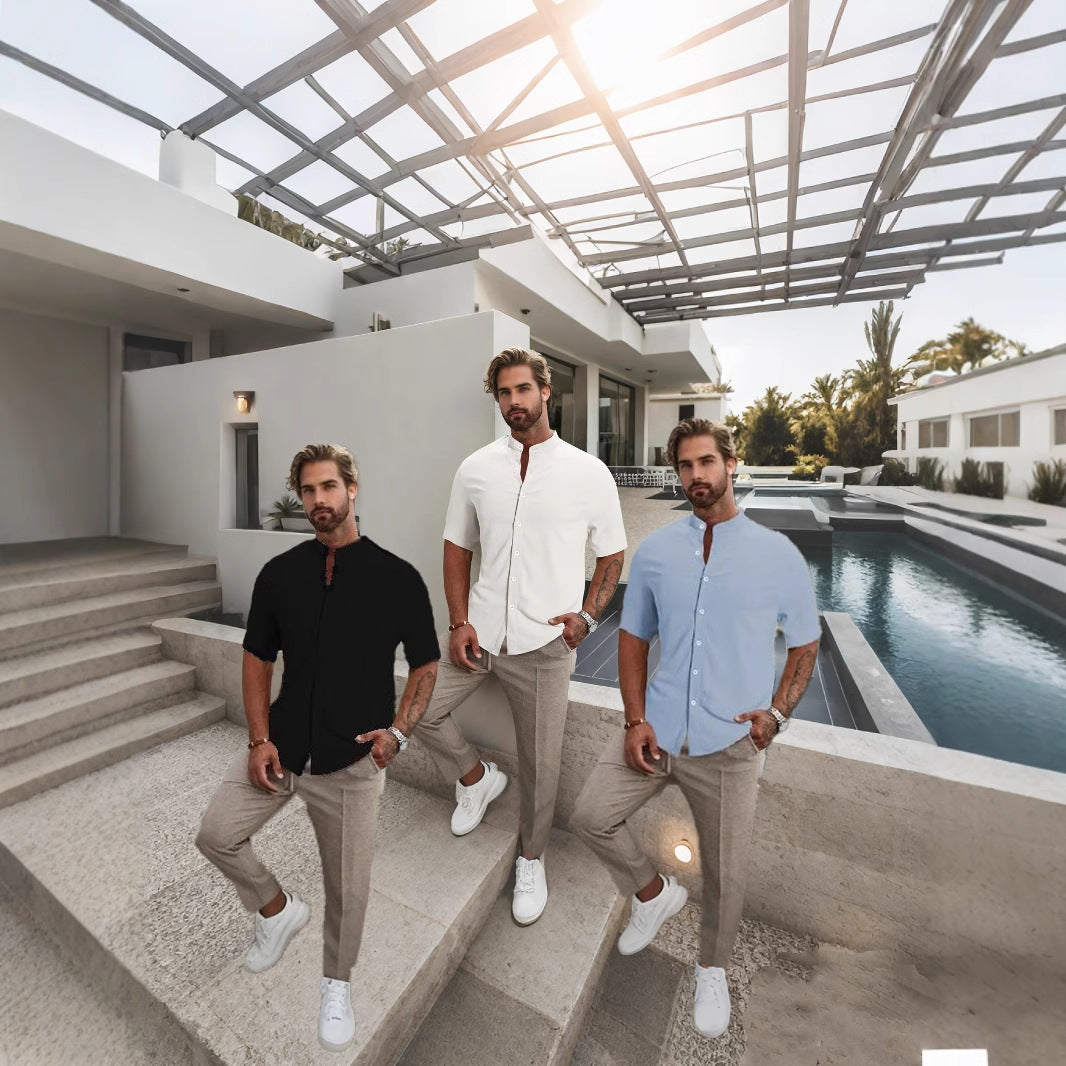 Herren Kurzarmhemd Modern Komfortabel Sommer - BerlinGlamour