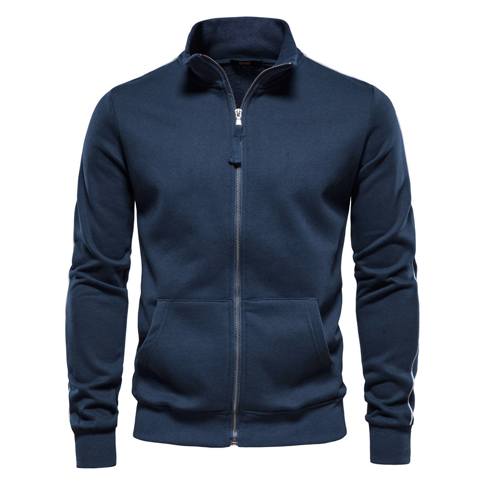 Herren Sweatjacke Hochkragen Reißverschluss Kapuze Warm