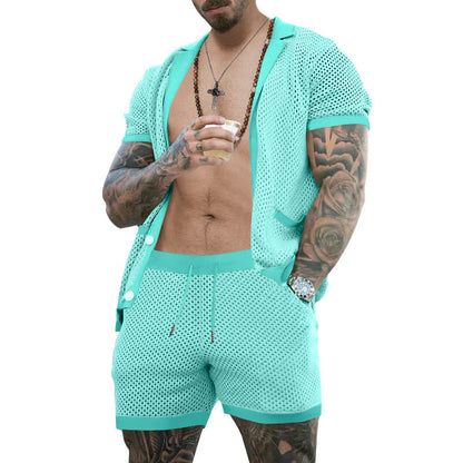 Herren Leichtes Sportset Kurzarm Hemd und Shorts atmungsaktiv