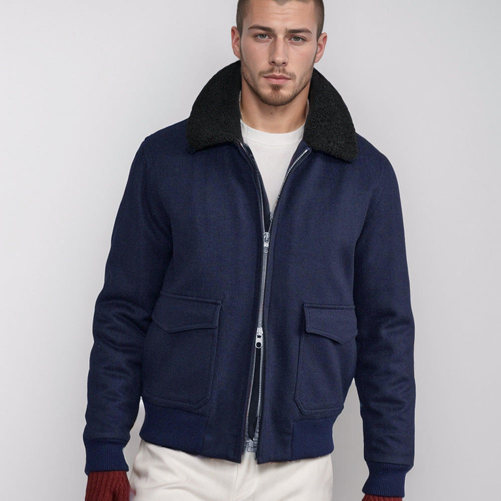 Herren Lederjacke Flugzeugstil Schwarz - BerlinGlamour