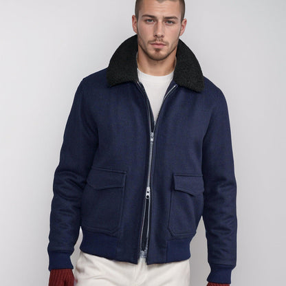 Herren Lederjacke Flugzeugstil Schwarz - BerlinGlamour