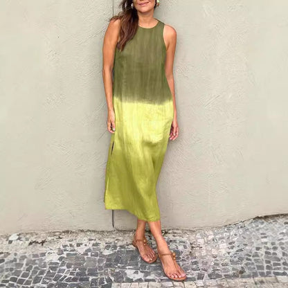 Sommerkleid Ärmellos Leinen Baumwolle Lang